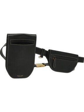 BURBERRY Waist Bag Leather Black Gold